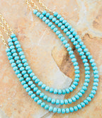 Blue Turquoise Magnesite Golden Necklace by Barse Jewelry