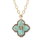 Blue Turquoise Maltese Cross Golden Pendant Necklace Necklaces La Vie Bien Blue Turquoise Maltese Cross Golden Pendant Necklace