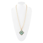 Blue Turquoise Maltese Cross Golden Pendant Necklace Necklaces La Vie Bien Blue Turquoise Maltese Cross Golden Pendant Necklace