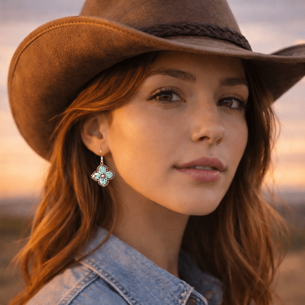 Blue Turquoise Maltese Golden Cross Earrings Earrings La Vie Bien Blue Turquoise Maltese Golden Cross Earrings