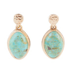 Blue Turquoise Oval Shape Golden Drop Errings Earrings La Vie Bien Blue Turquoise Oval Shape Golden Drop Errings