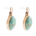 Blue Turquoise Oval Shape Golden Drop Errings Earrings La Vie Bien Blue Turquoise Oval Shape Golden Drop Errings
