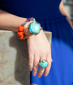 Blue Turquoise Rhombus Statement Cuff Bracelet by Barse Jewelry