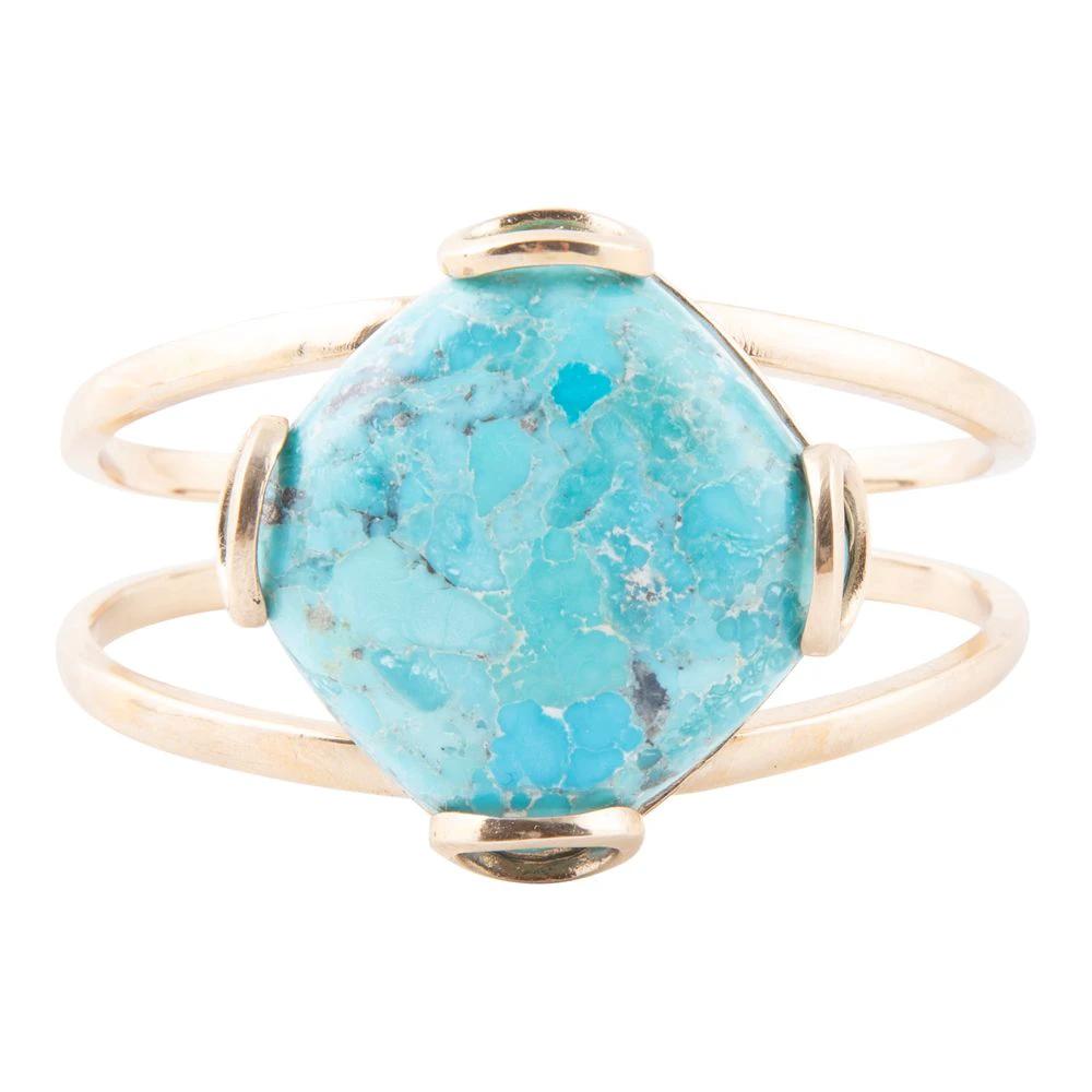 Blue Turquoise Rhombus Statement Cuff Bracelet by Barse Jewelry