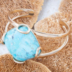 Blue Turquoise Rhombus Statement Cuff Bracelet by Barse Jewelry