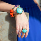 Blue Turquoise Rhombus Statement Ring by Barse Jewelry