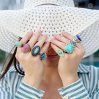 Blue Turquoise Rhombus Statement Ring by Barse Jewelry