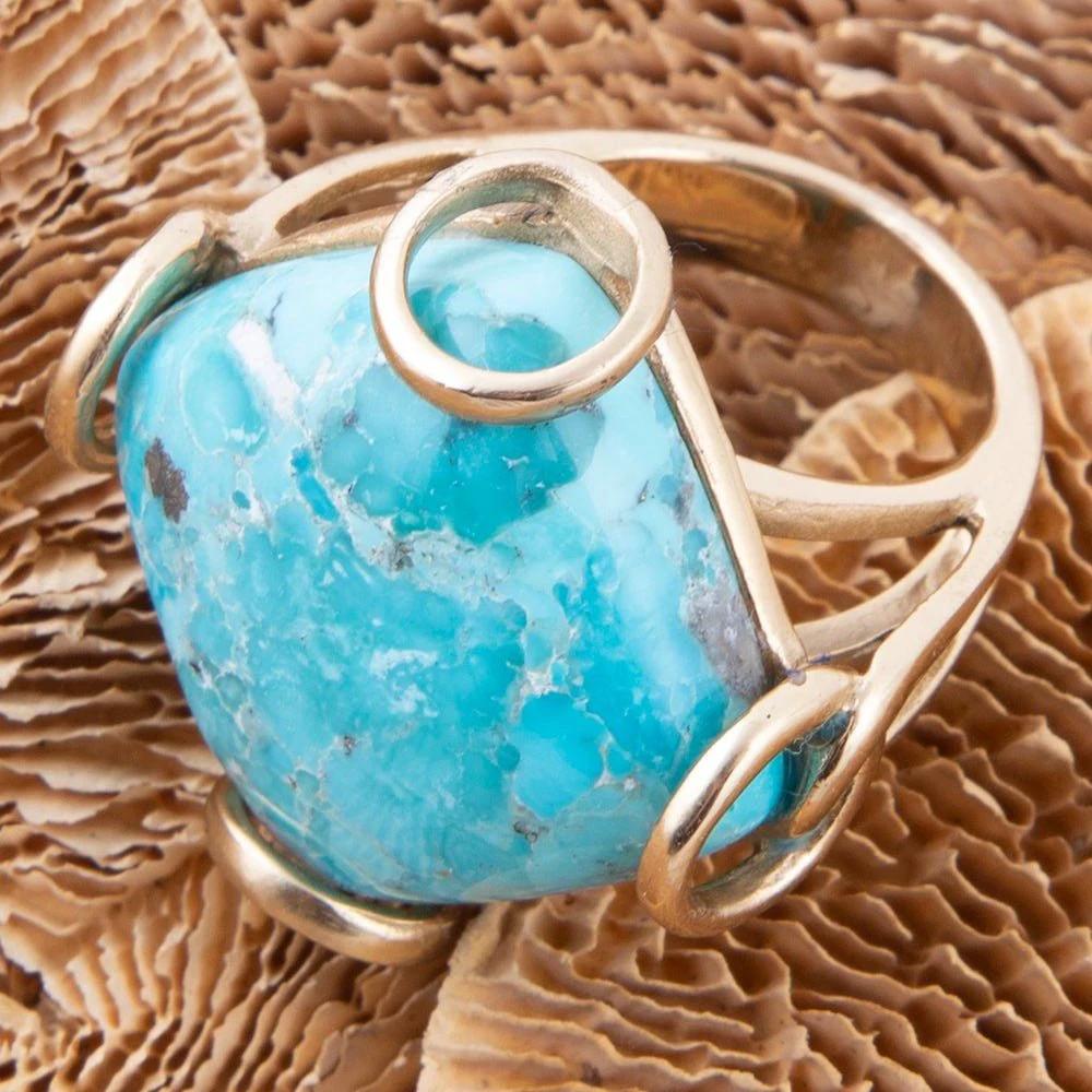 Blue Turquoise Rhombus Statement Ring by Barse Jewelry