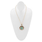 Blue Turquoise Square Golden Pendant Necklace by Barse Jewelry