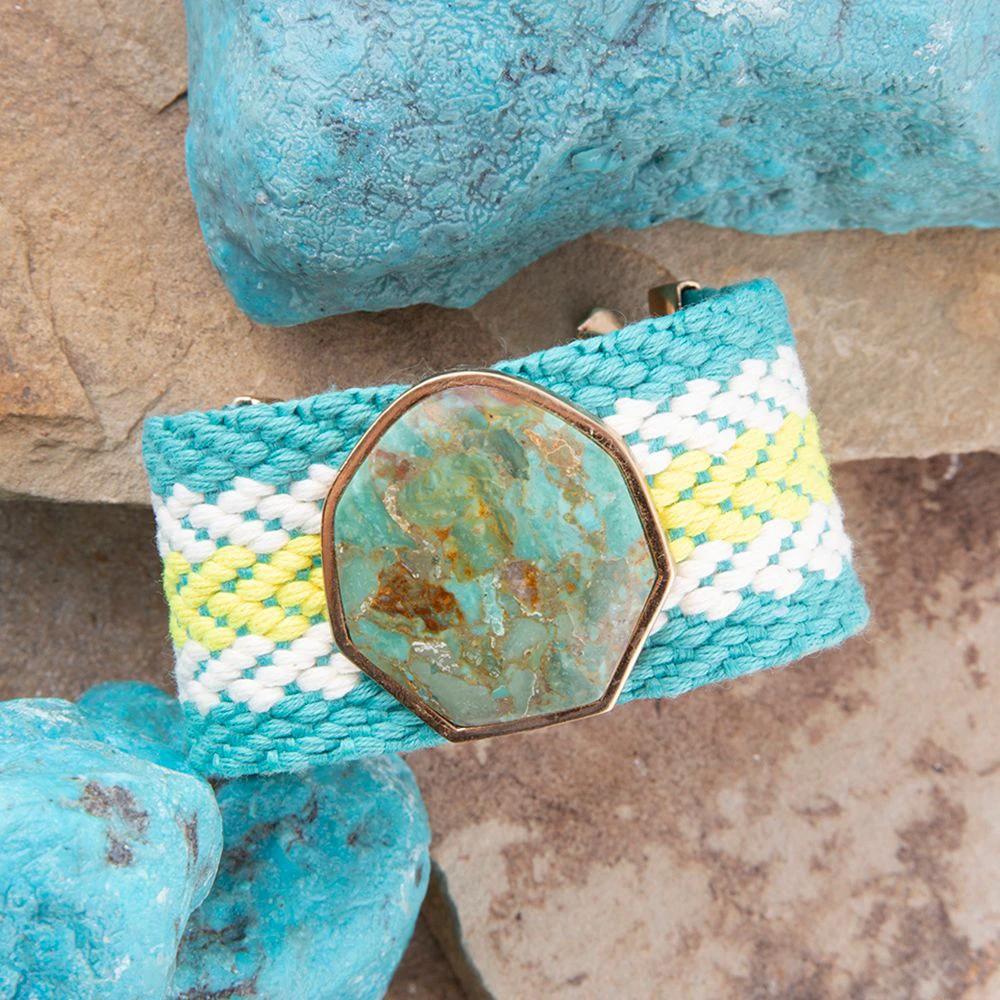 Blue Turquoise Textile Blues Woven Bracelet by Barse Jewelry