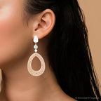 Blue Turquoise Top Carved Wood Sterling Silver Earrings by Barse Jewelry