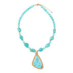 Blue Turquoise Triangle Golden Pendant Necklace Necklaces La Vie Bien Blue Turquoise Triangle Golden Pendant Necklace
