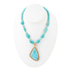 Blue Turquoise Triangle Golden Pendant Necklace Necklaces La Vie Bien Blue Turquoise Triangle Golden Pendant Necklace