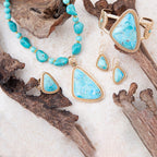 Blue Turquoise Triangle Golden Pendant Necklace Necklaces La Vie Bien Blue Turquoise Triangle Golden Pendant Necklace