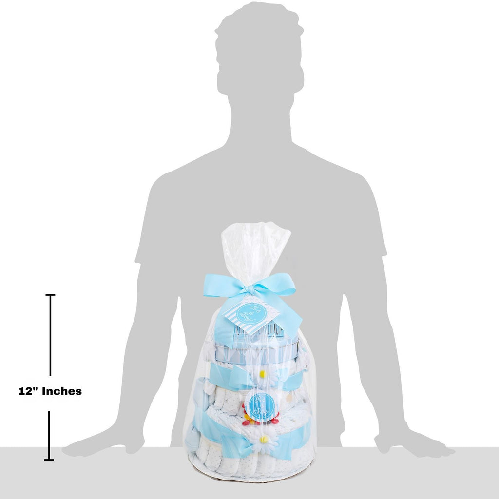 Blue Two - Tier Diaper Cake Gift Baskets La Vie Bien Blue Two - Tier Diaper Cake