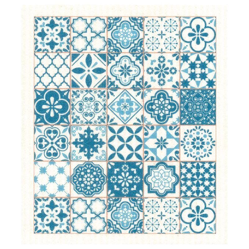 Blue & White Mediterranean Tile Swedish Dishcloth | Summer Swedish Dishcloths La Vie Bien Blue & White Mediterranean Tile Swedish Dishcloth | Summer