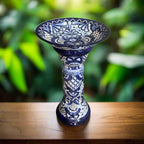Blue & White Talavera Bird Bath | Mexican Garden Art Talavera Bird Bath La Vie Bien Blue & White Talavera Bird Bath | Mexican Garden Art