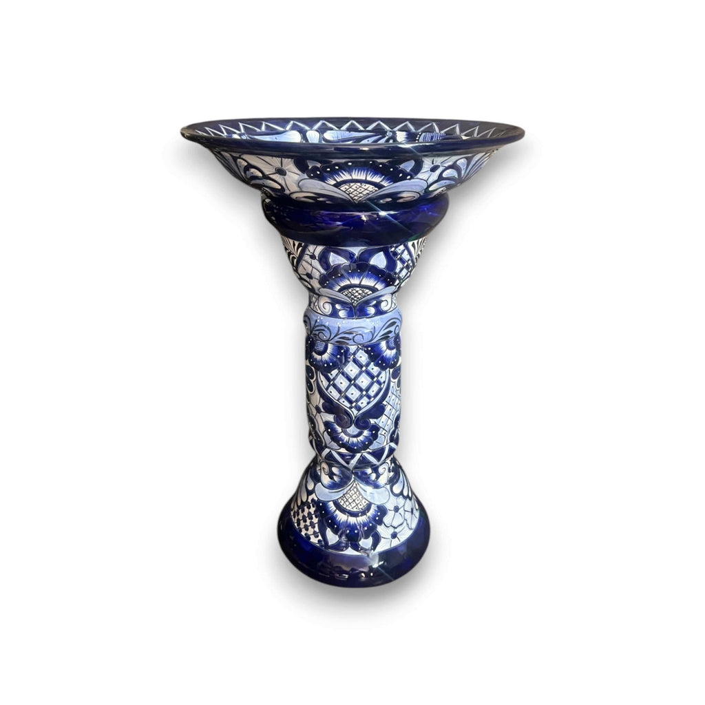 Blue & White Talavera Bird Bath | Mexican Garden Art Talavera Bird Bath La Vie Bien Blue & White Talavera Bird Bath | Mexican Garden Art