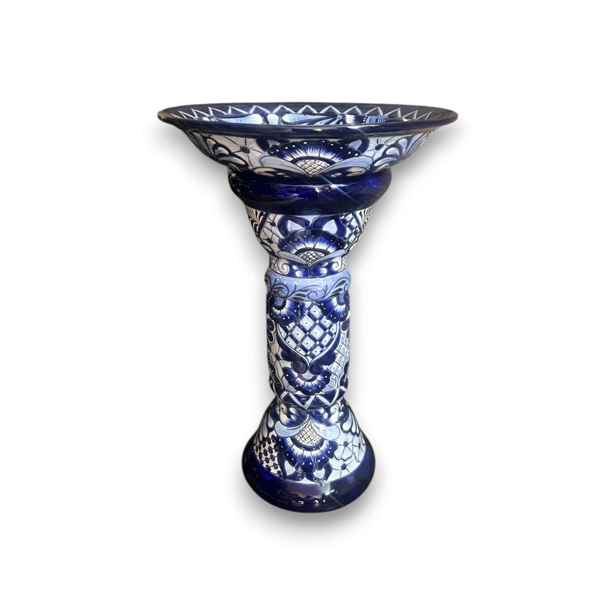 Blue & White Talavera Bird Bath | Mexican Garden Art Talavera Bird Bath La Vie Bien Blue & White Talavera Bird Bath | Mexican Garden Art