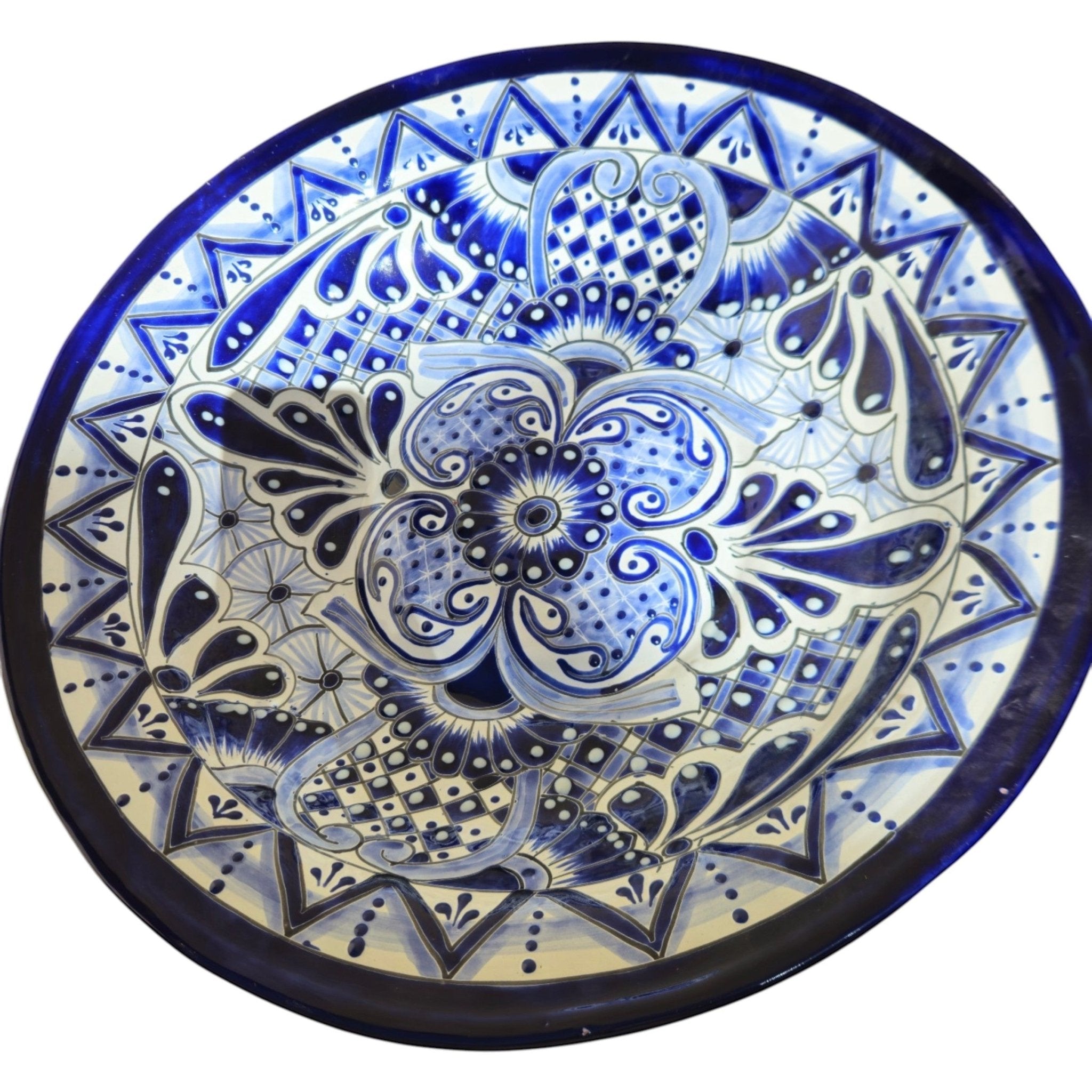 Blue & White Talavera Bird Bath | Mexican Garden Art Talavera Bird Bath La Vie Bien Blue & White Talavera Bird Bath | Mexican Garden Art