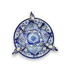 Blue & White Talavera Bird Bath with Rim Birds | Mexican Garden Art Talavera Bird Bath La Vie Bien Blue & White Talavera Bird Bath with Rim Birds | Mexican Garden Art