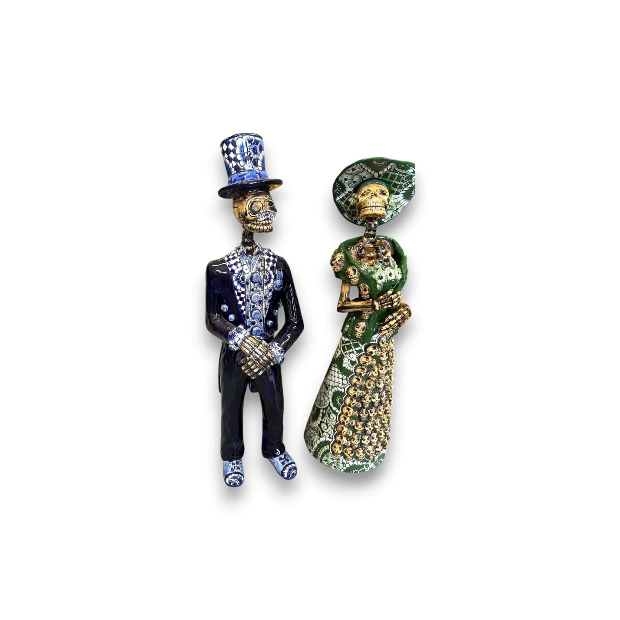 Blue & White Talavera Catrin Statue | Day of the Dead Figurine Talavera Statue La Vie Bien Blue & White Talavera Catrin Statue | Day of the Dead Figurine