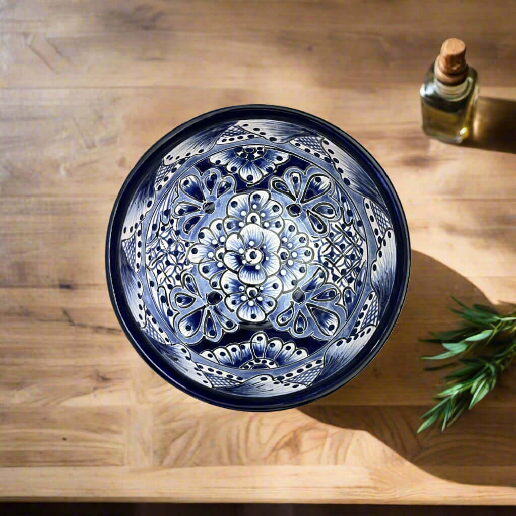 Blue & White Talavera Dinnerware Set | 12-Piece Set for 4 Talavera Dinnerware Set La Vie Bien Blue & White Talavera Dinnerware Set | 12-Piece Set for 4