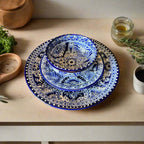 Blue & White Talavera Dinnerware Set | 12-Piece Set for 4 Talavera Dinnerware Set La Vie Bien Blue & White Talavera Dinnerware Set | 12-Piece Set for 4