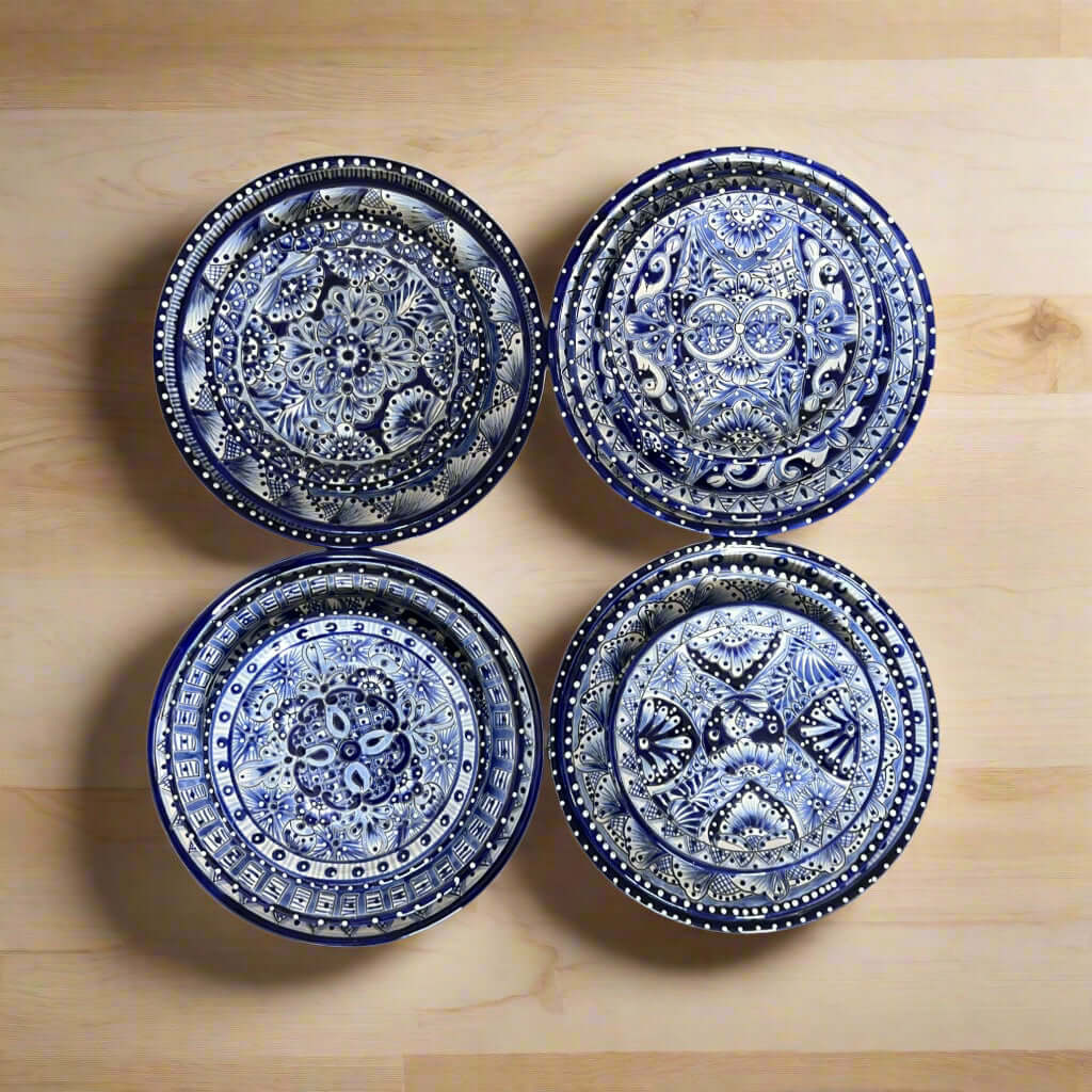 Blue & White Talavera Dinnerware Set | 12-Piece Set Talavera Dinnerware Set La Vie Bien Blue & White Talavera Dinnerware Set | 12-Piece Set