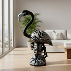Blue & White Talavera Flamingo Statue | Hand - Painted Bird Pottery Talavera Statue La Vie Bien Blue & White Talavera Flamingo Statue | Hand - Painted Bird Pottery