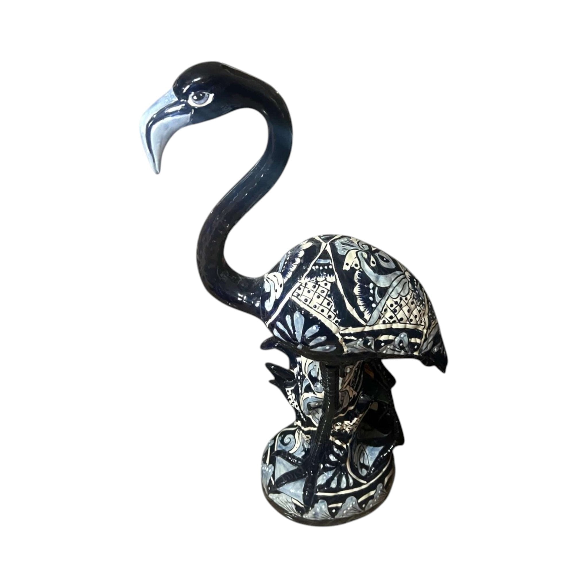 Blue & White Talavera Flamingo Statue | Hand-Painted Bird Pottery Talavera Statue La Vie Bien Blue & White Talavera Flamingo Statue | Hand-Painted Bird Pottery