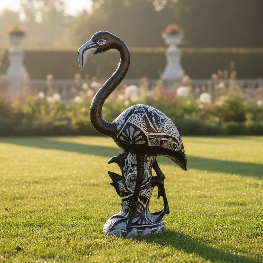 Blue & White Talavera Flamingo Statue | Hand - Painted Bird Pottery Talavera Statue La Vie Bien Blue & White Talavera Flamingo Statue | Hand - Painted Bird Pottery