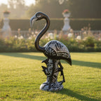 Blue & White Talavera Flamingo Statue | Hand - Painted Bird Pottery Talavera Statue La Vie Bien Blue & White Talavera Flamingo Statue | Hand - Painted Bird Pottery