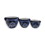Blue & White Talavera Planter Trio | Hand-Painted Pot Set Talavera Flower Pot La Vie Bien Blue & White Talavera Planter Trio | Hand-Painted Pot Set