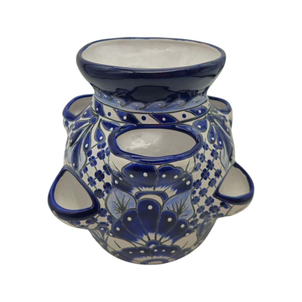 Blue & White Talavera Strawberry Planter | Handcrafted Mexican Pot Talavera Planter La Vie Bien Blue & White Talavera Strawberry Planter | Handcrafted Mexican Pot