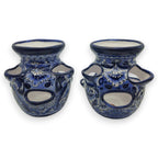 Blue & White Talavera Strawberry Planter | Handcrafted Mexican Pot Talavera Planter La Vie Bien Blue & White Talavera Strawberry Planter | Handcrafted Mexican Pot