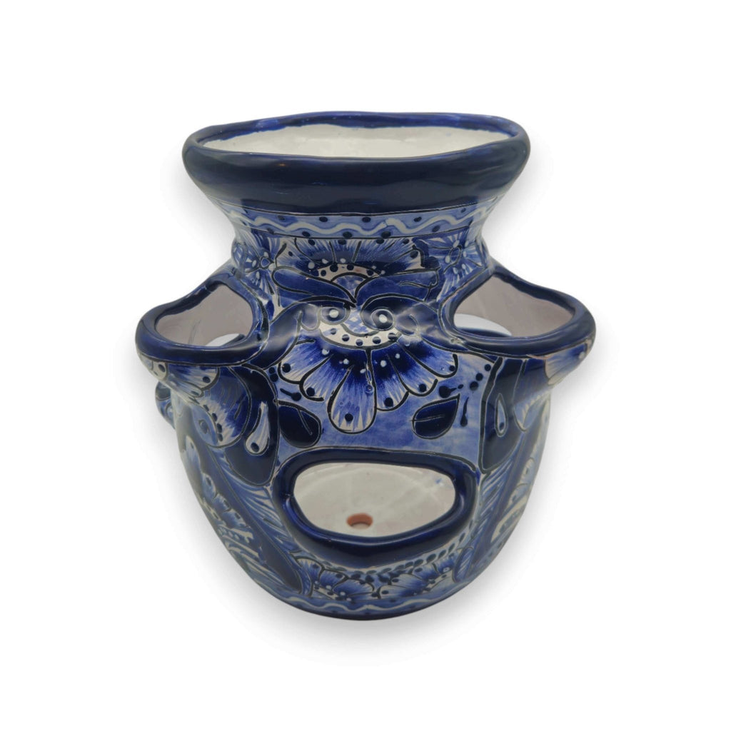Blue & White Talavera Strawberry Planter | Handcrafted Mexican Pot Talavera Planter La Vie Bien Blue & White Talavera Strawberry Planter | Handcrafted Mexican Pot