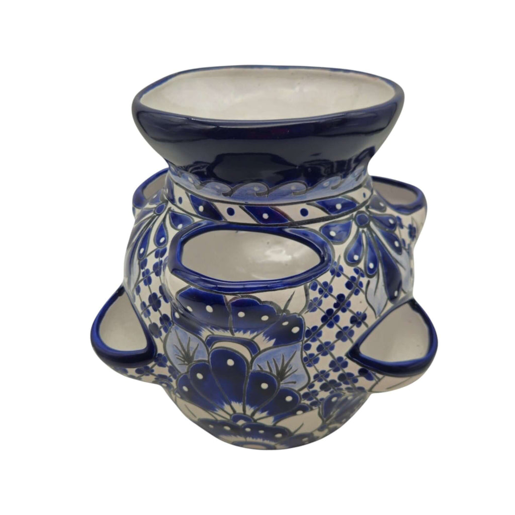 Blue & White Talavera Strawberry Planter | Handcrafted Mexican Pot Talavera Planter La Vie Bien Blue & White Talavera Strawberry Planter | Handcrafted Mexican Pot
