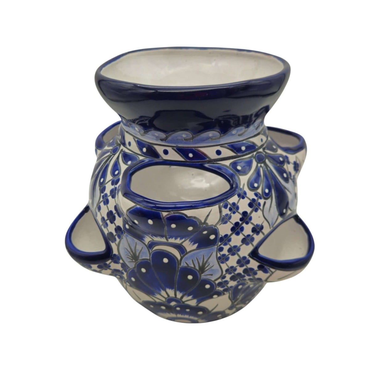 Blue & White Talavera Strawberry Planter | Handcrafted Mexican Pot Talavera Planter La Vie Bien Blue & White Talavera Strawberry Planter | Handcrafted Mexican Pot