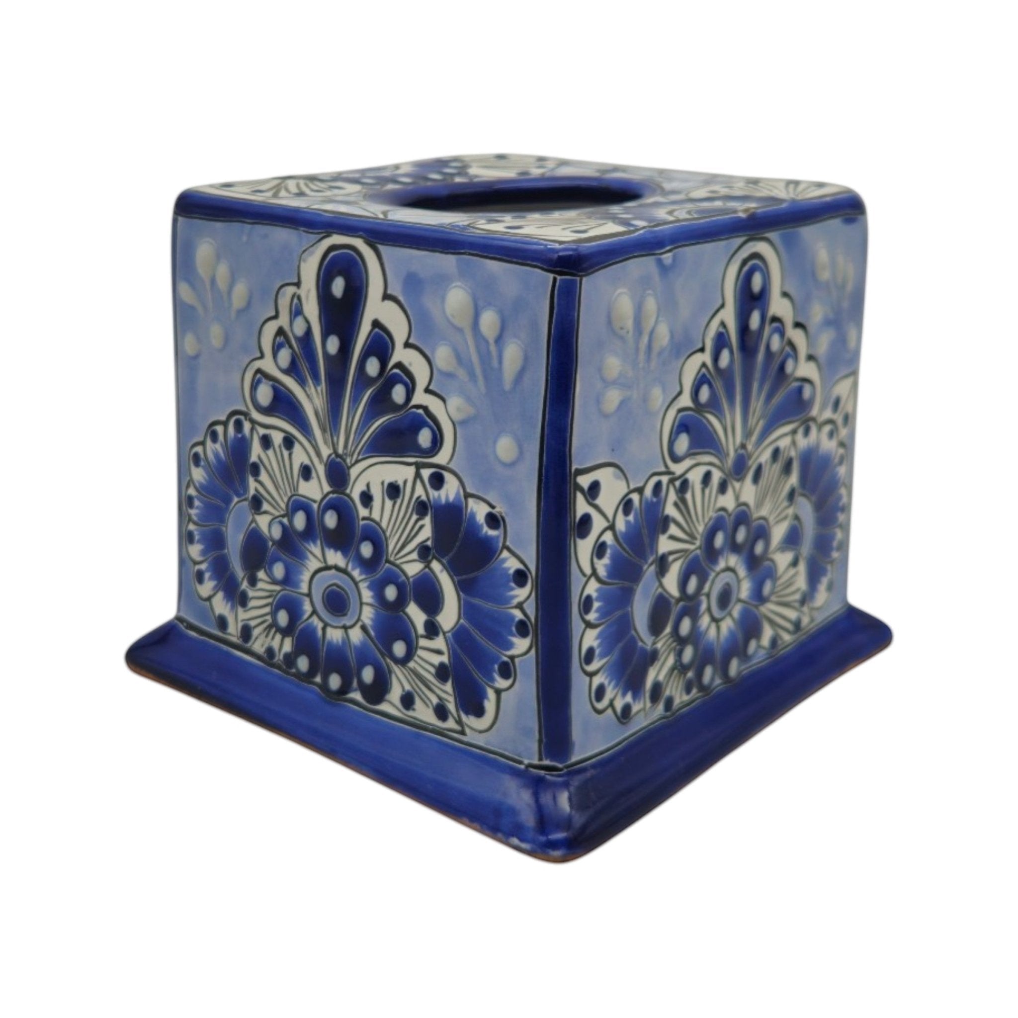Blue & White Talavera Tissue Box Cover | Vibrant Mexican Decor Talavera Tissue Box La Vie Bien Blue & White Talavera Tissue Box Cover | Vibrant Mexican Decor