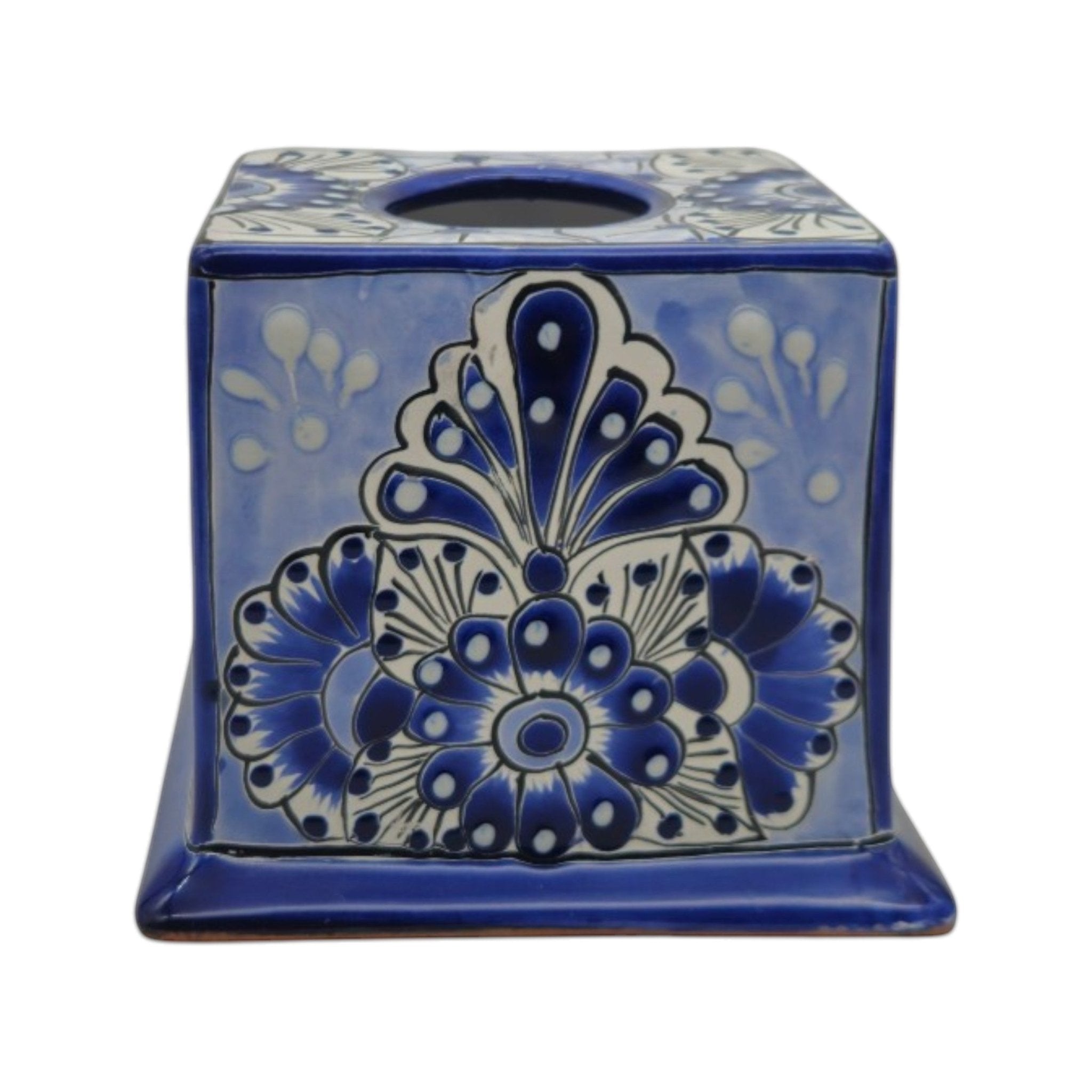 Blue & White Talavera Tissue Box Cover | Vibrant Mexican Decor Talavera Tissue Box La Vie Bien Blue & White Talavera Tissue Box Cover | Vibrant Mexican Decor