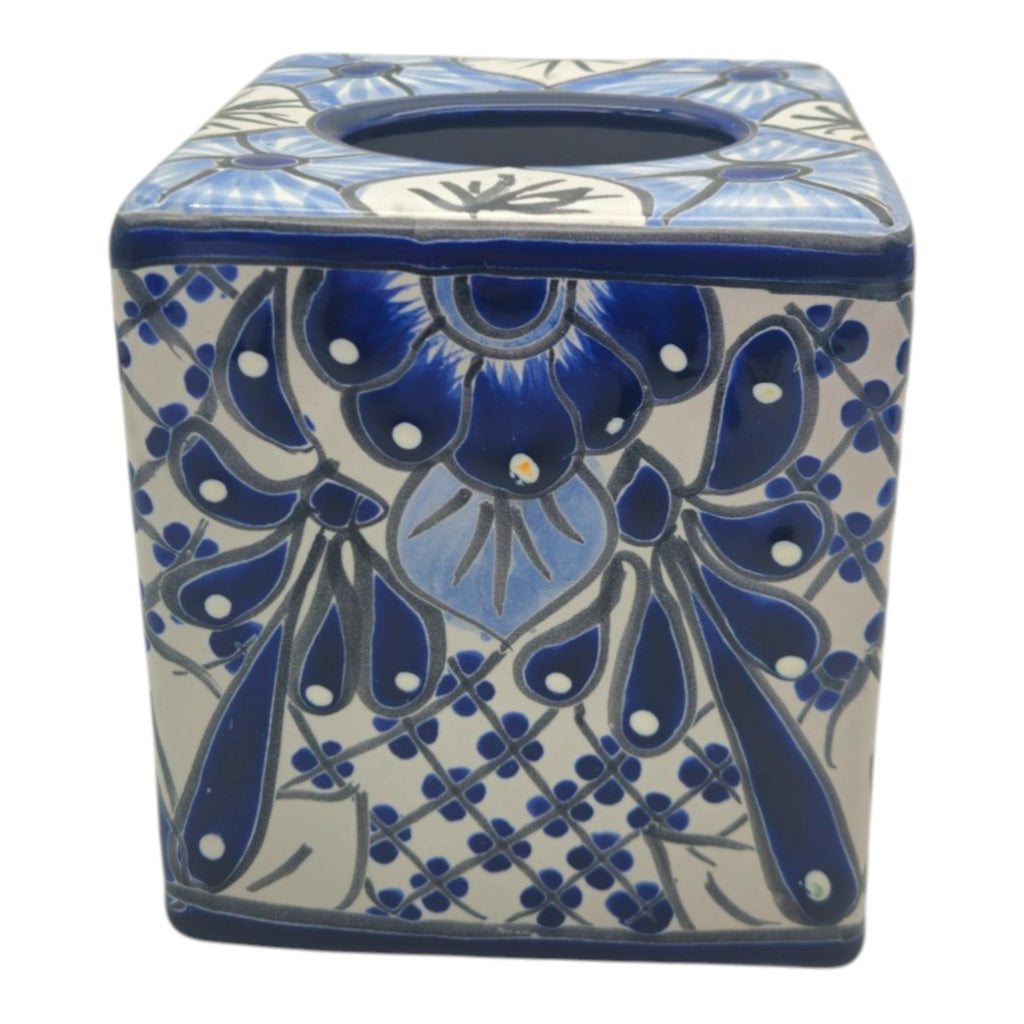 Blue & White Talavera Tissue Box | Handmade Mexican Accent Talavera Tissue Box La Vie Bien Blue & White Talavera Tissue Box | Handmade Mexican Accent