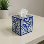 Blue & White Talavera Tissue Box | Handmade Mexican Accent Talavera Tissue Box La Vie Bien Blue & White Talavera Tissue Box | Handmade Mexican Accent