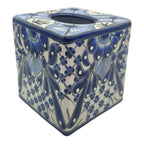 Blue & White Talavera Tissue Box | Handmade Mexican Accent Talavera Tissue Box La Vie Bien Blue & White Talavera Tissue Box | Handmade Mexican Accent