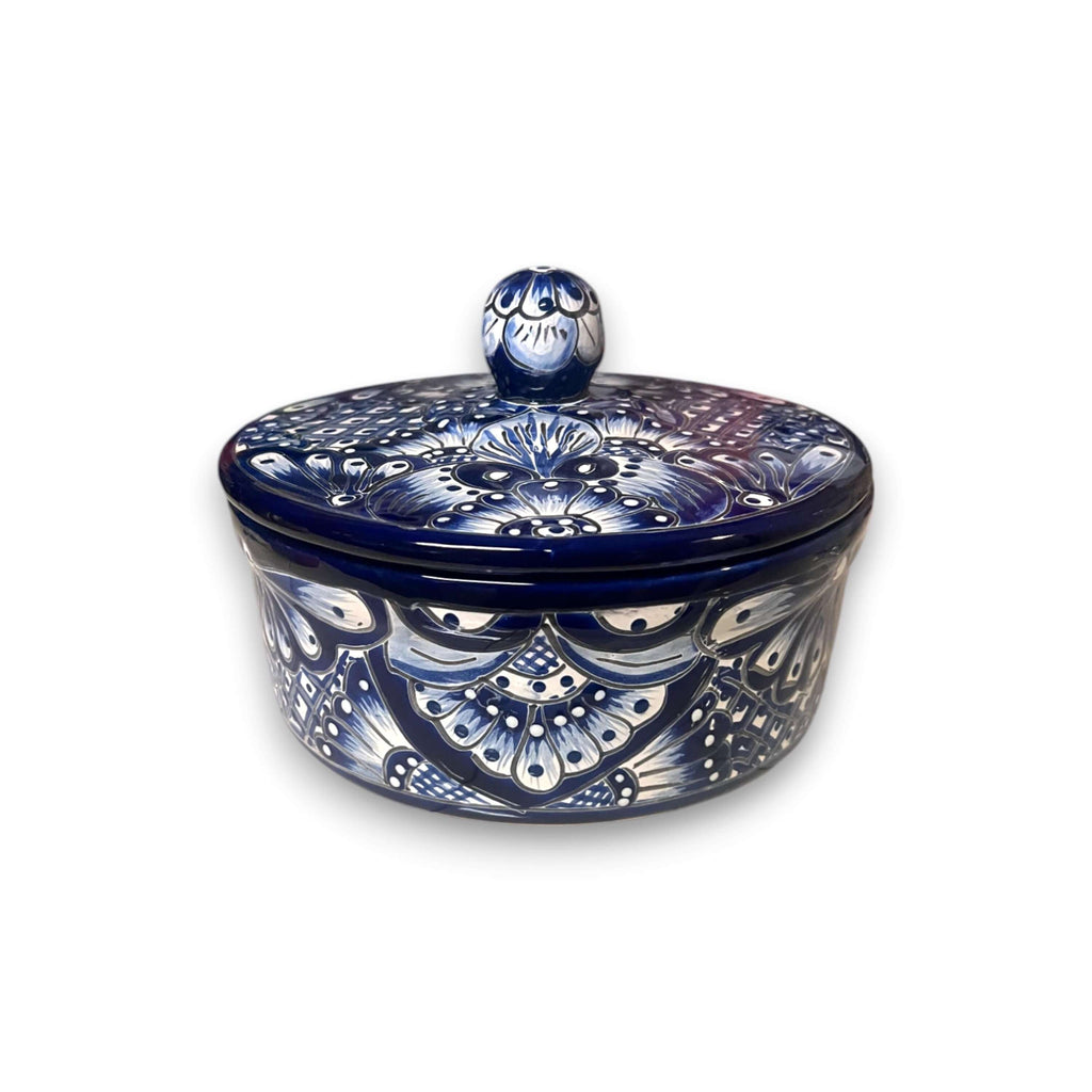 Blue & White Talavera Tortilla Warmer | Handmade Mexican Kitchenware