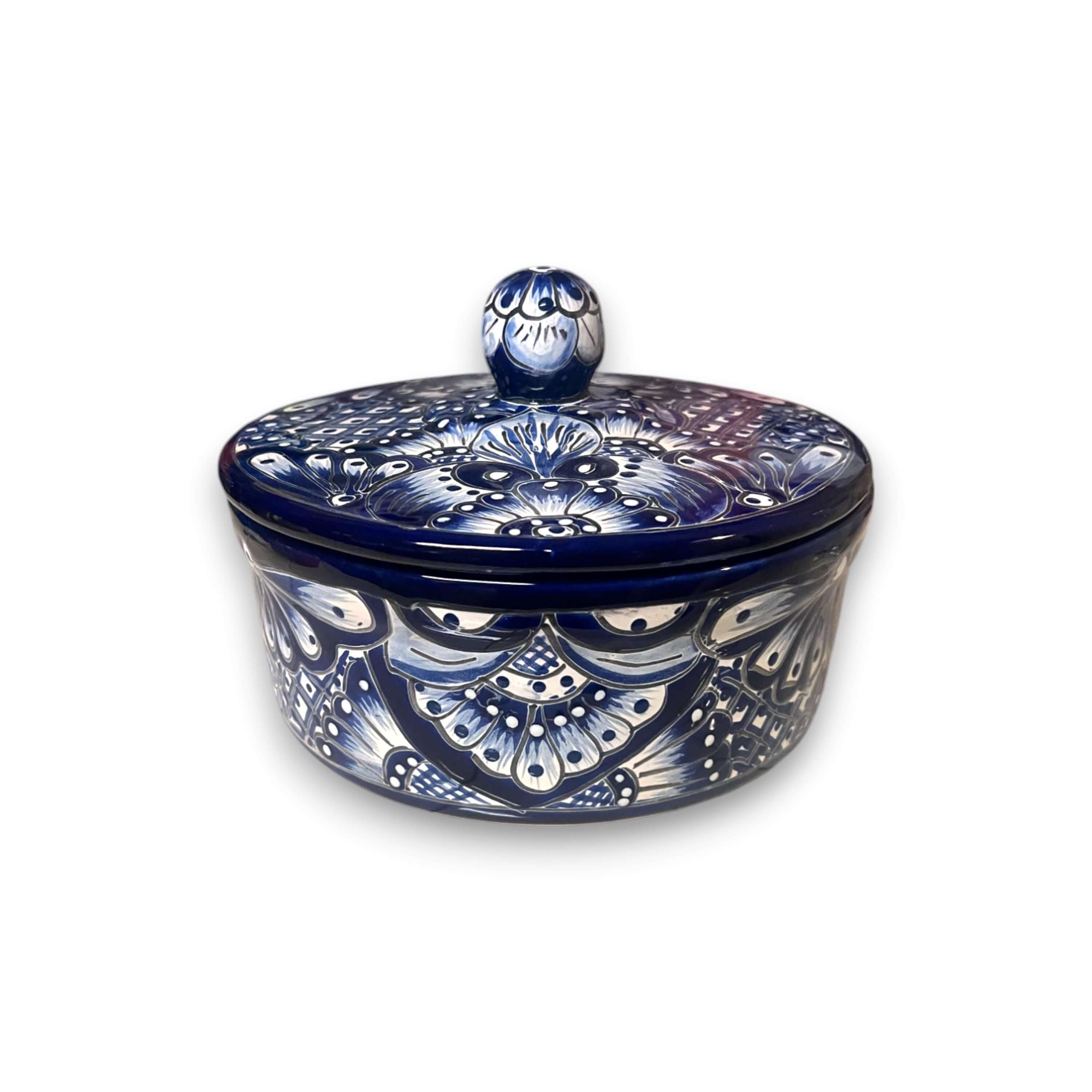 Blue & White Talavera Tortilla Warmer | Handmade Mexican Kitchenware