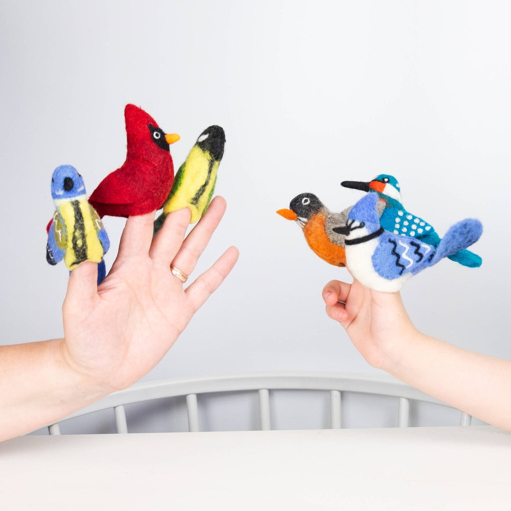 Blue, yellow, green & black bird handmade felt Finger Puppet - Sensory Play for kids - Birds collection La Vie Bien Blue, yellow, green & black bird handmade felt Finger Puppet - Sensory Play for kids - Birds collection