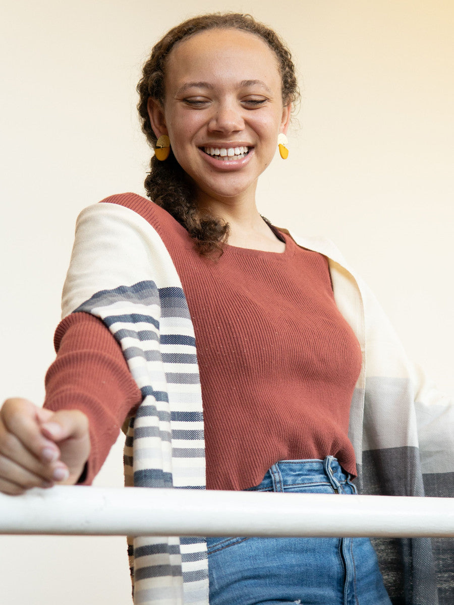 Denim Hues Striped Scarf