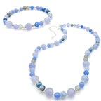 Bluebell blue agate and silver stretch bracelet by Alegria Accessories Inc