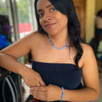 Bluebell blue agate and silver stretch bracelet by Alegria Accessories Inc
